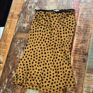Madewell Mustard and Black Polka Dot Midi Skirt